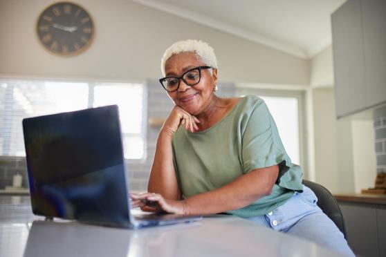 A woman using a laptop